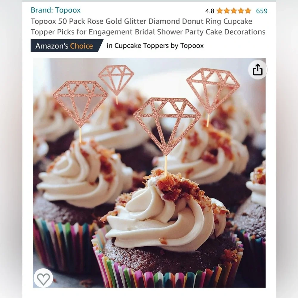 NWT 74 pc. bridal shower cupcake toppers